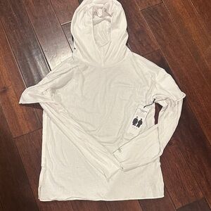 ALO Yoga Women's White Lightweight Hooded Long-Sleeve Top